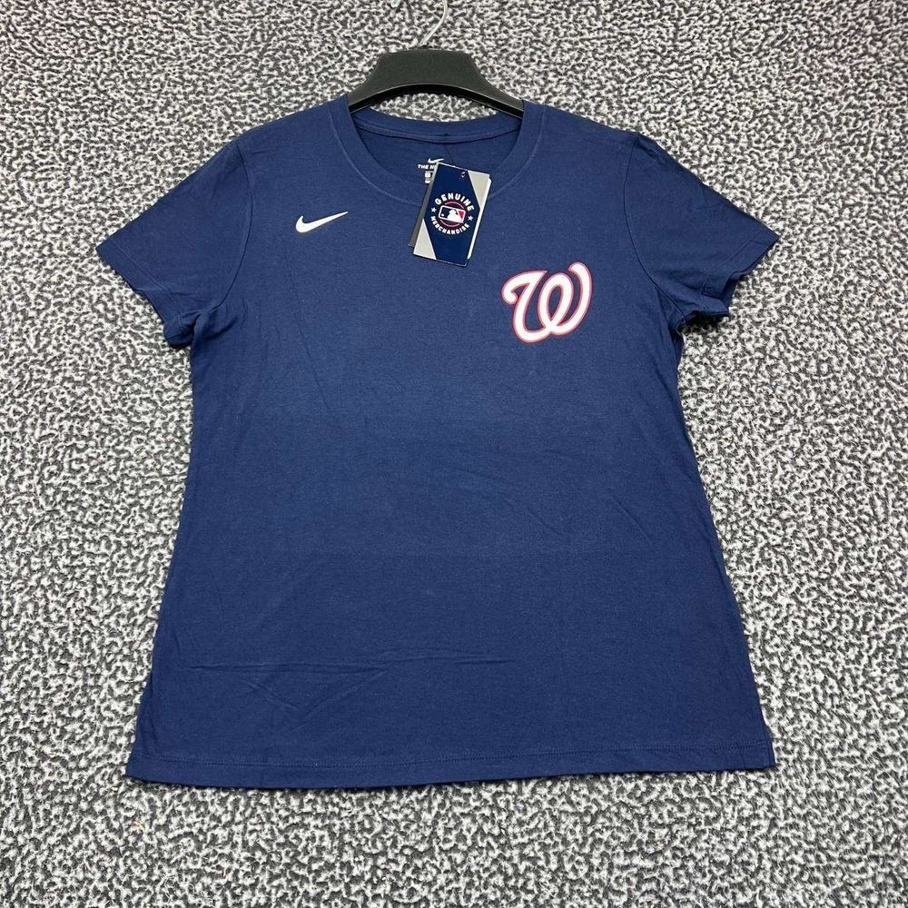 Washington Nationals Shirt Women Medium Blue‎ Nike Short Sleeve Cotton New M